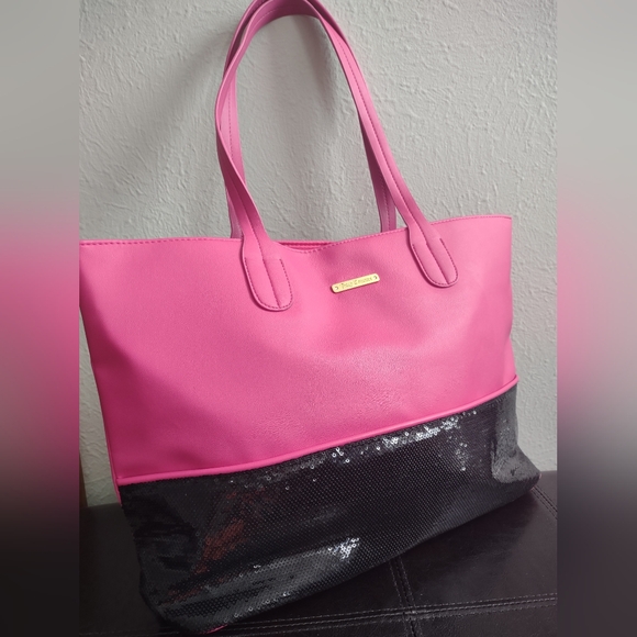 Juicy Couture Large Hot Pink & Black Sequins Shoulder Bag Tote - Picture 3 of 8